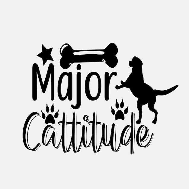 Major Cattitude SVG Beste typografie T-shirtontwerp Premium Vector