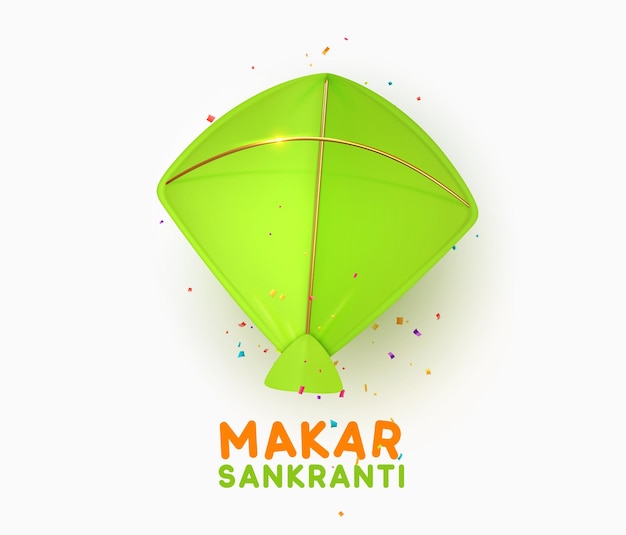 Макар Санкранти. Фон с красочным воздушным змеем для фестиваля Индии. Векторная иллюстрация