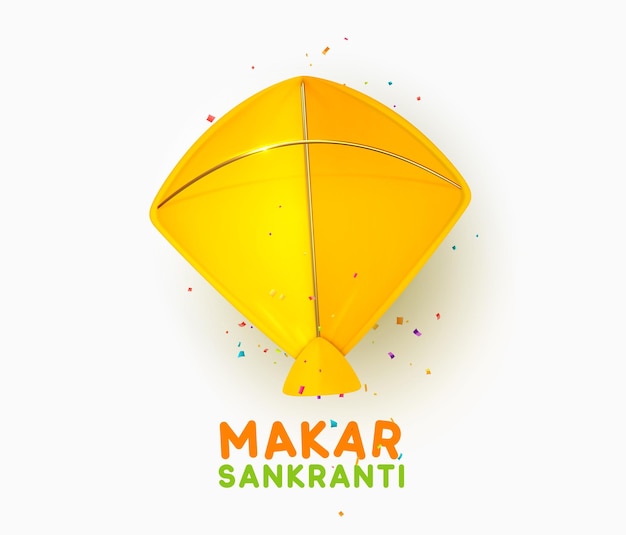 Makar Sankranti. Background with colorful kite for festival of India. Vector illustration