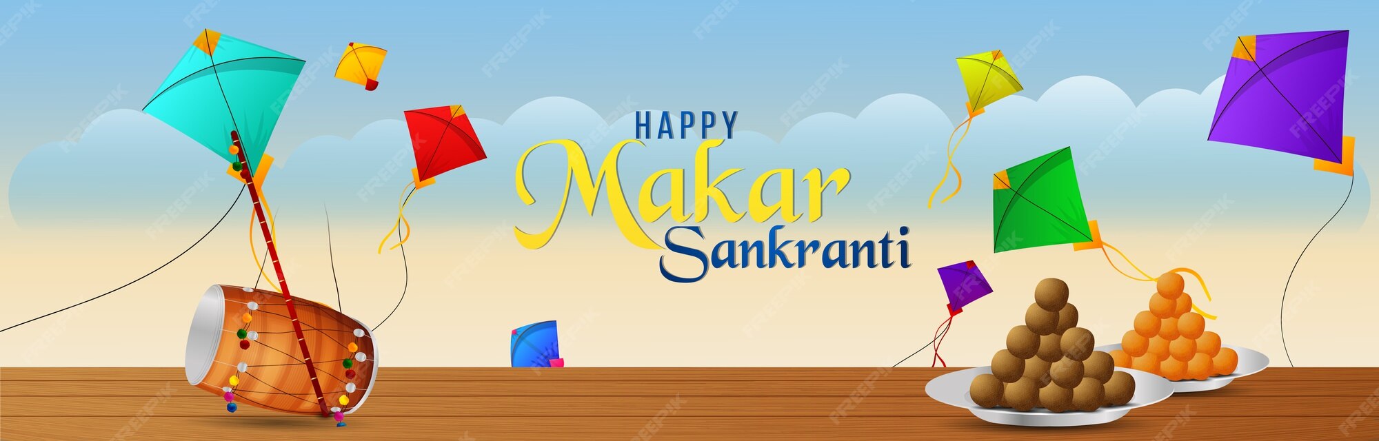 Premium Vector | Makar sankranti celebration banner or header