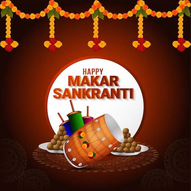 Makar sankranti celebration greeting card