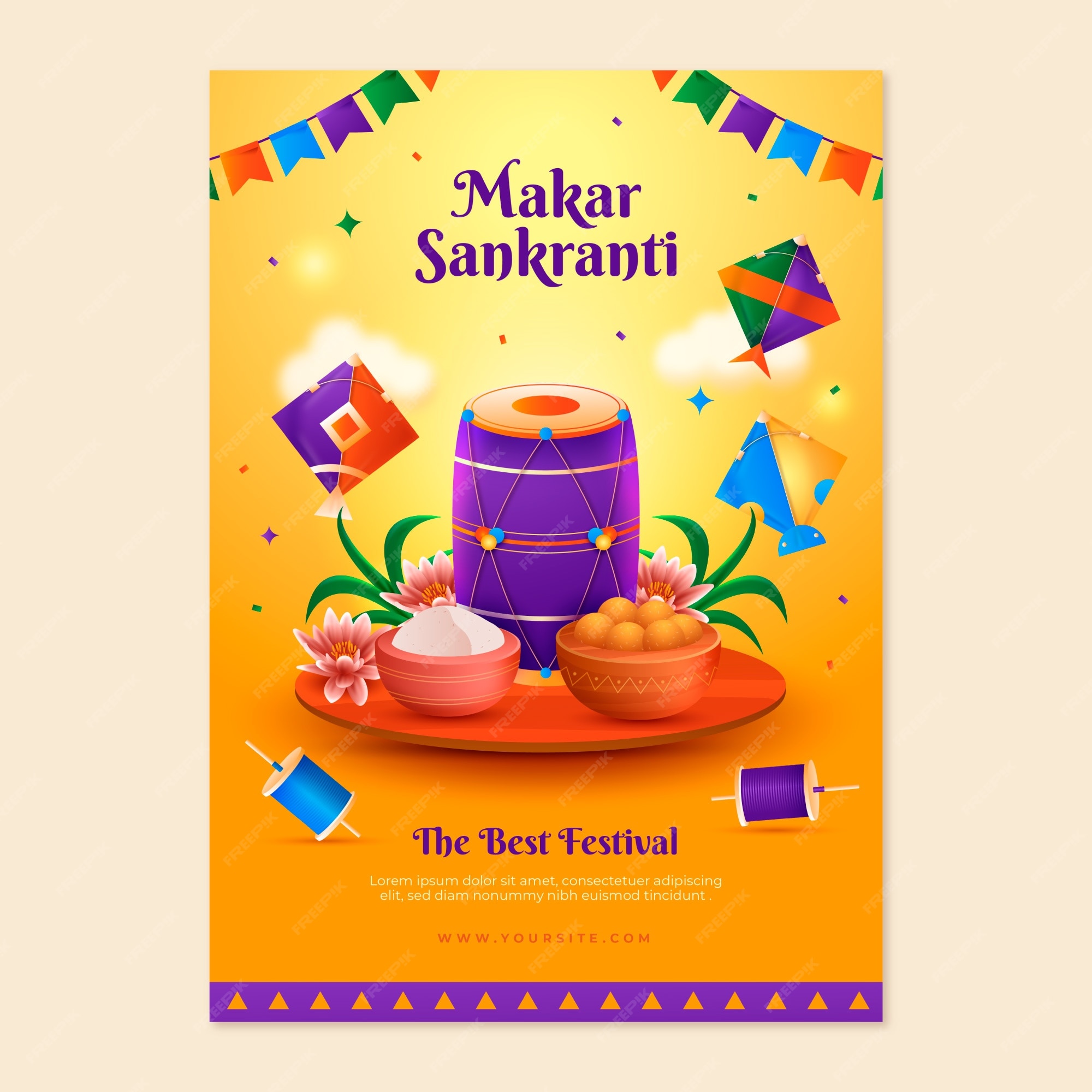 Premium Vector Makar sankranti celebration vertical poster template