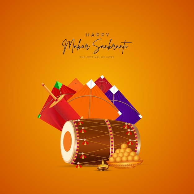 Vettore makar sankranti creative post sui social media