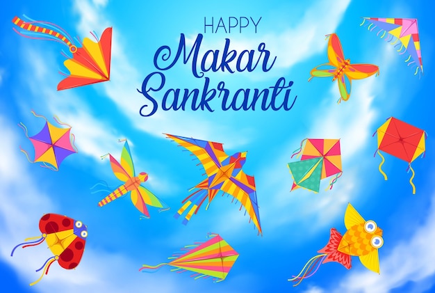 Vector makar sankranti dag oogstfeest achtergrond