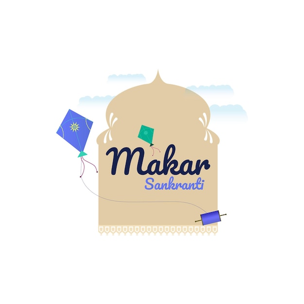 Makar sankranti festival background template, happy makar sankranti with kites outside window