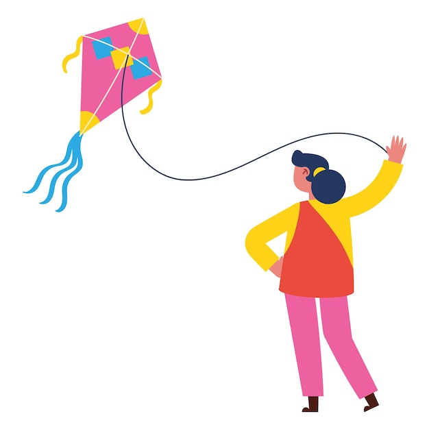 Vector makar sankranti kid with kite