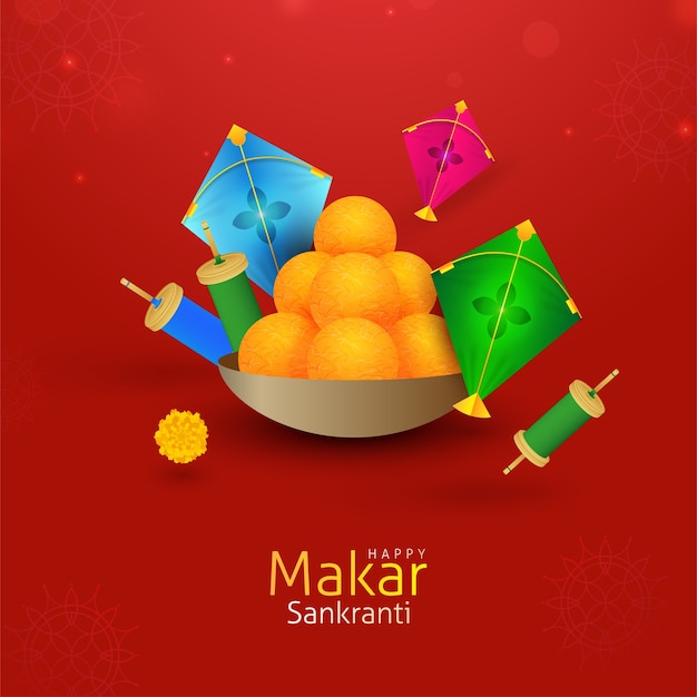 Vector makar sankranti vliegers festival begroeting achtergrond