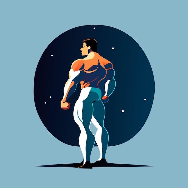 make bodybuilder in space vector illustration flat