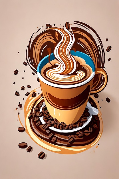 Vector make a bold statement with a dynamically designed vector logo cartoon of a coffee cup