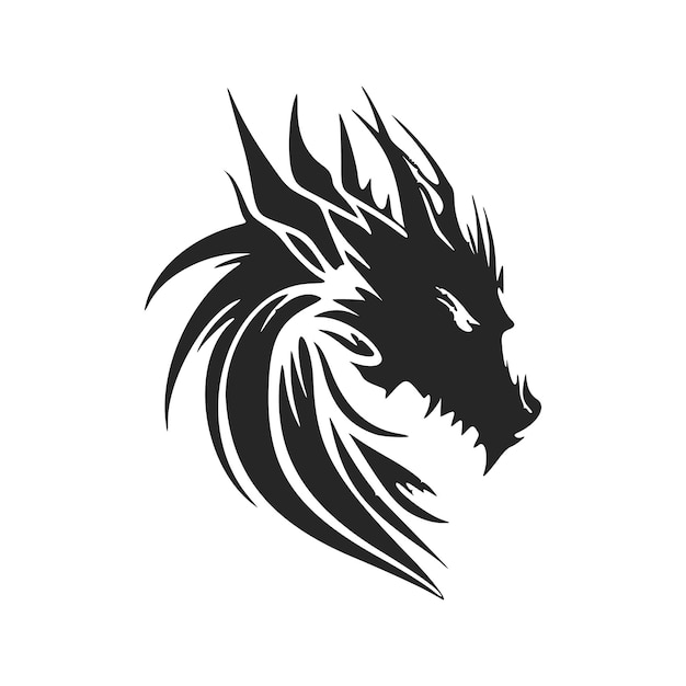 Make a bold statement with our striking black and white modern dragon logo