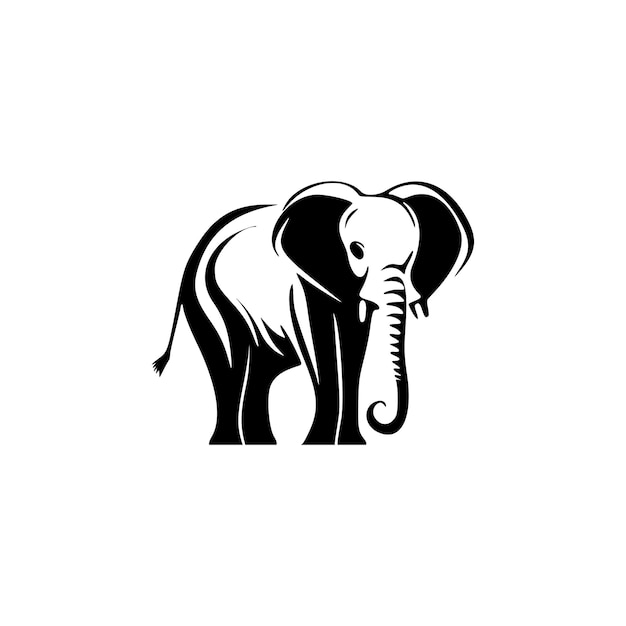 Make a bold statement with our striking black and white stylish elephant logo