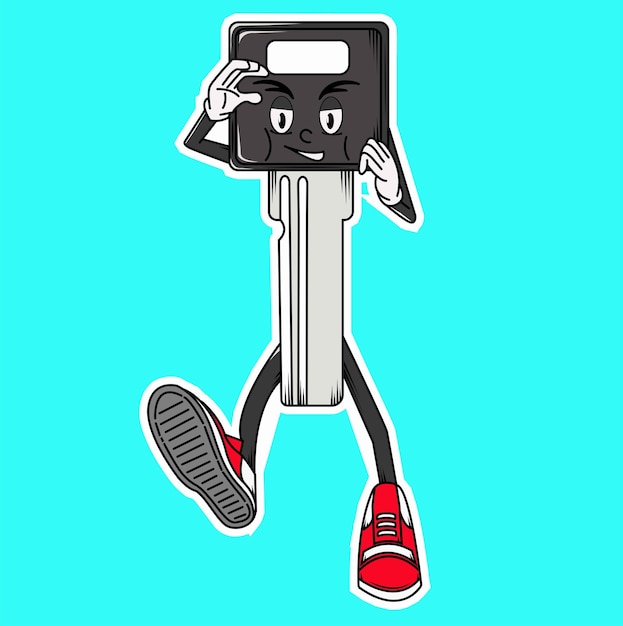 Vector make a cute cartoon key that moves to and fro