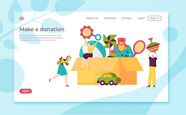 Make a donation care children internet website template banner concept treatment business child