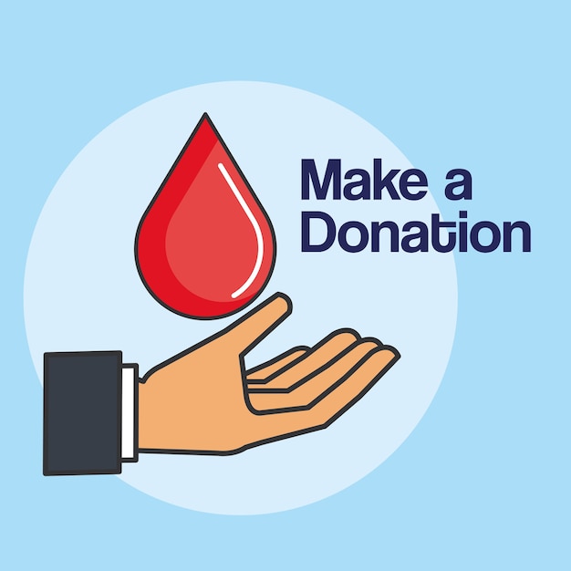 Make a donation hand with blood drop care