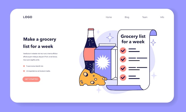 Vettore fai una lista della spesa per una settimana per ottimizzare le tue spese guida utile