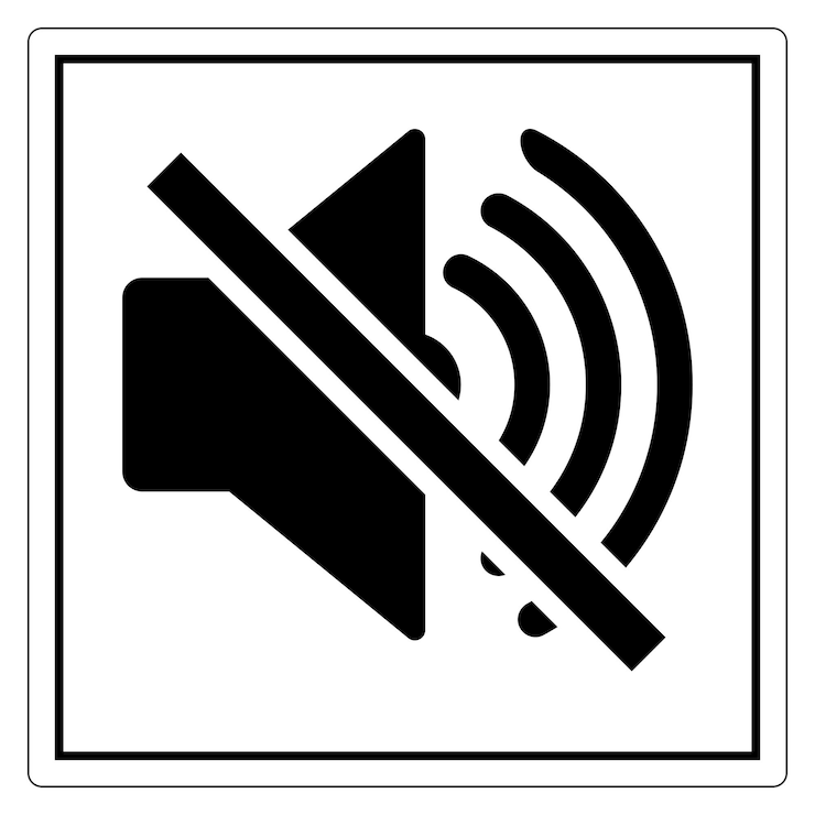 Vector do not make a loud noise no speaker no sound icon