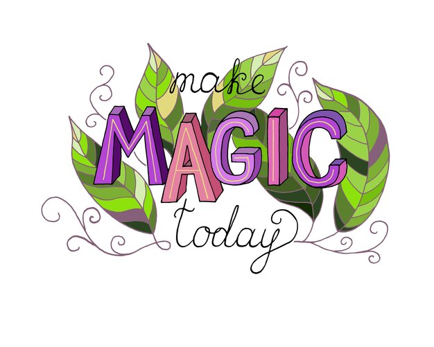 Make magic today ink pen vector black lettering Isolated elements on white background