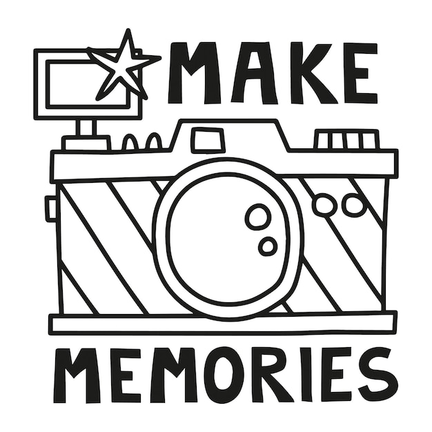 Make memories quote with camera vector illustration