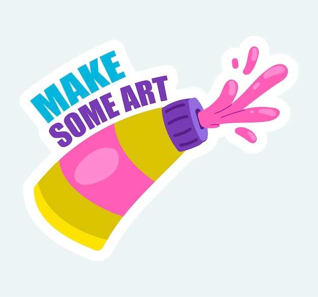 Vector make some art text with color acrylic or oil paints in tube