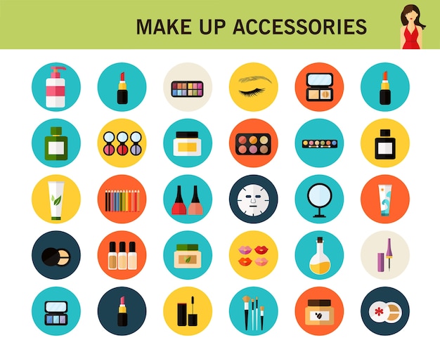 Make-up accessoires concept plat pictogrammen.