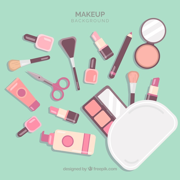 Vector make-up achtergrond met platte ontwerp