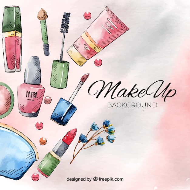 Vector make up background with watercolor style