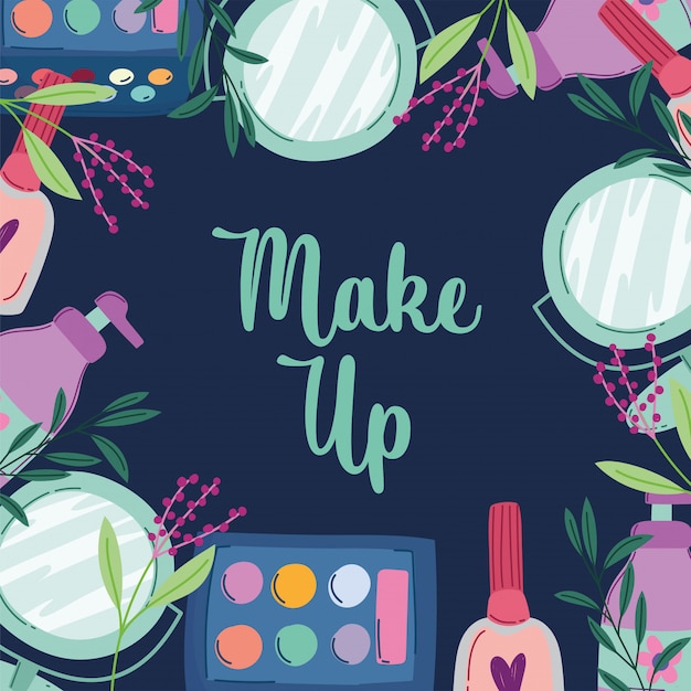 Make-up cosmetica product mode schoonheid glamour donkere vectorillustratie