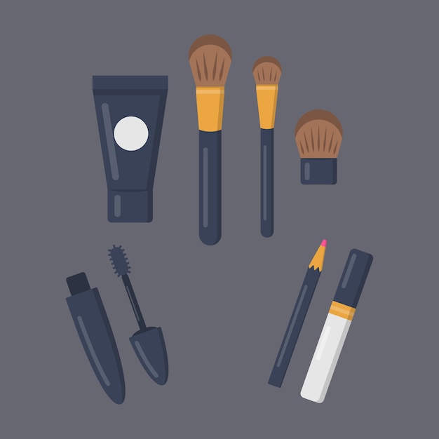 Make-up cosmetica set van vector iconen in cartoon stijl schoonheidssalon en vrouw cosmetische tijdschrift illustraties