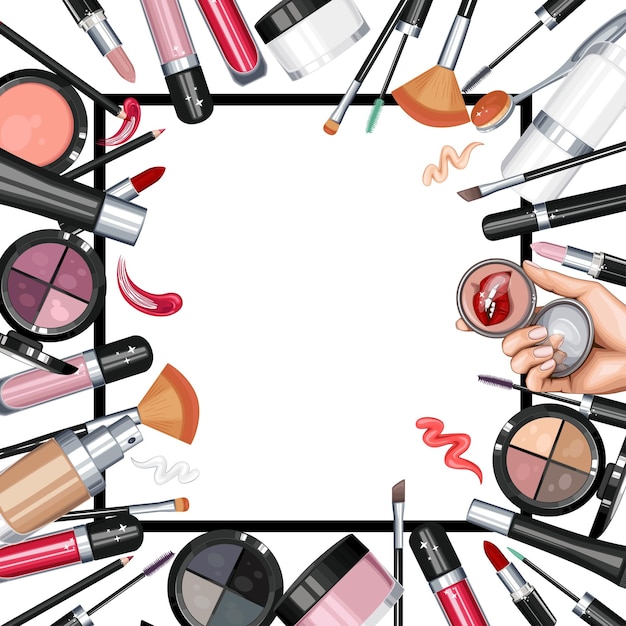 Make-upproducten voor huidverzorging, Cosmetica Achtergrond, Make-up Frame