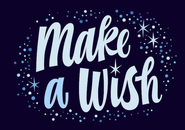 Vector make a wish festive hand drawn script lettering phrase greetings magical calligraphy style slogan