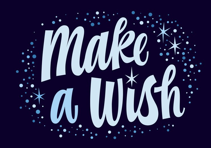 Make a wish festive hand drawn script lettering phrase Greetings magical calligraphy style slogan