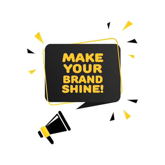 Vector make your brand shine flat color text from a megaphone make your brand shine vector icon