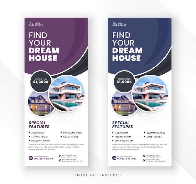 Makelaar droomhuis roll-up banner of pull-up standee banner ontwerpsjabloon