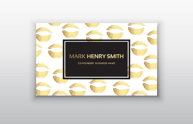makeup artist business card business cards template with gold lips print and black brush