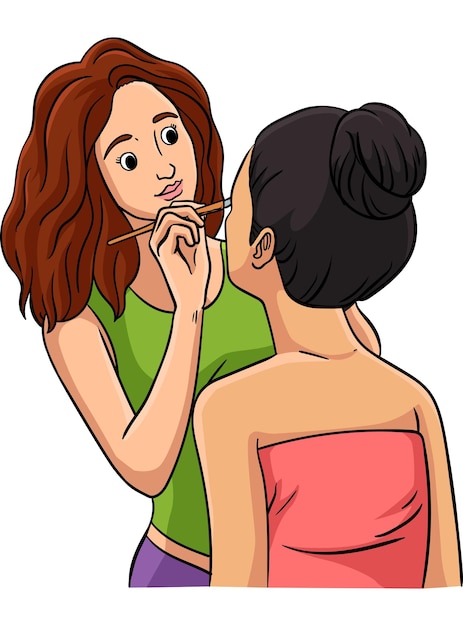 Vector makeup artist cartoon colored clipart illustration