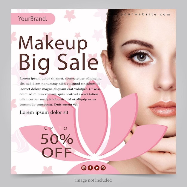 makeup big sale poster template banner for digital marketing