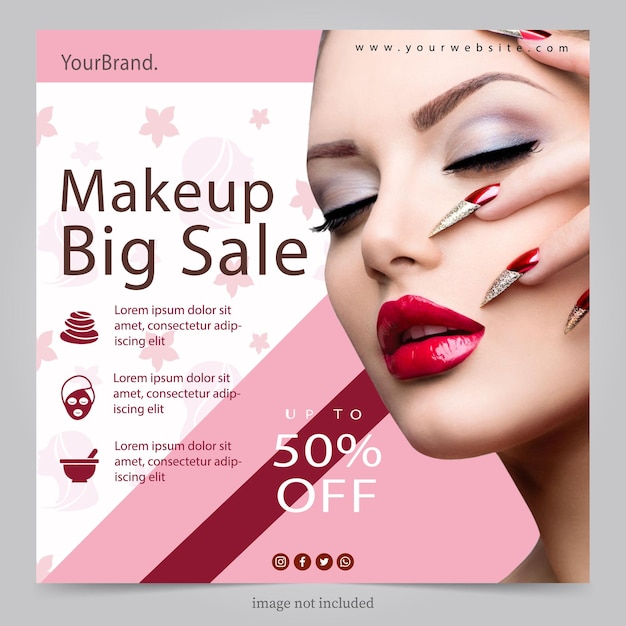 makeup big sale poster template banner for digital marketing