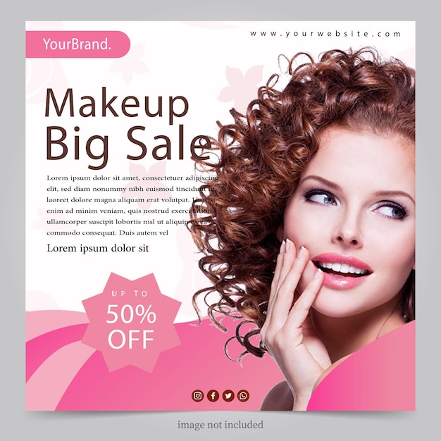 Vector makeup big sale poster template banner for digital marketing