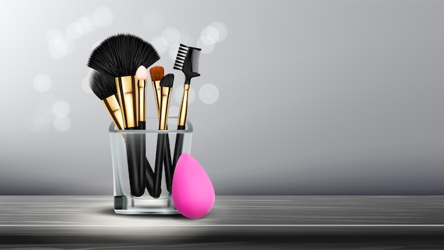 Vector makeup brush banner