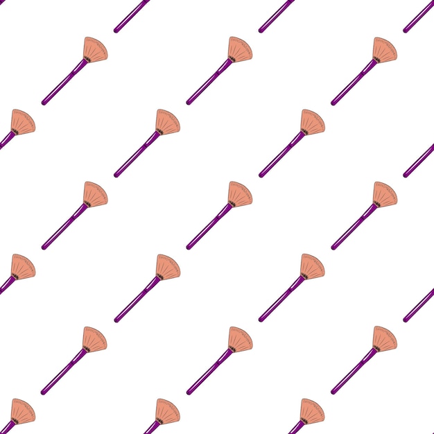 Makeup brushes handdrawn Fashionable seamless pattern