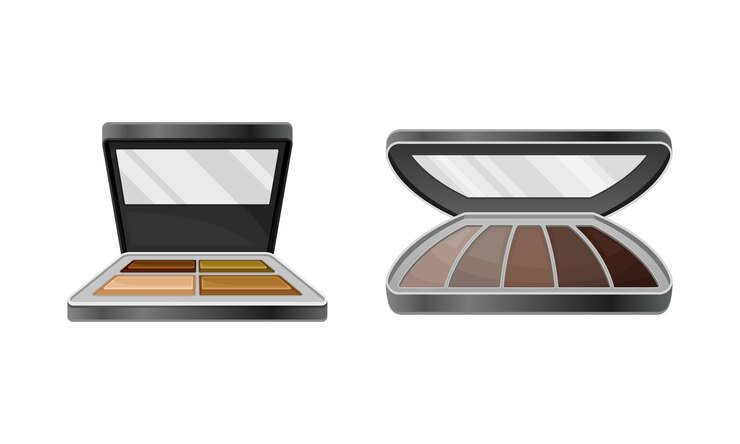 Vector makeup cosmetics for face set eye shadow vector illustration