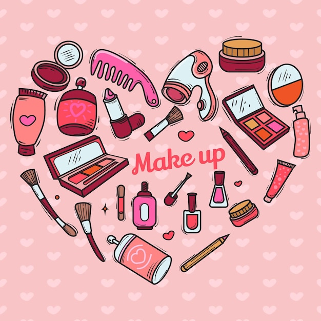 Makeup doodle set  illustration