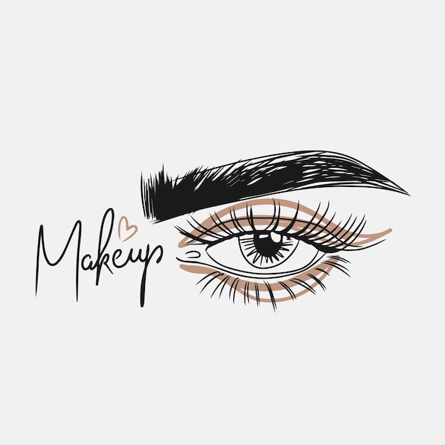 Makeup handwritten quotes eye with long eyelashes beautiful thick eyebrow