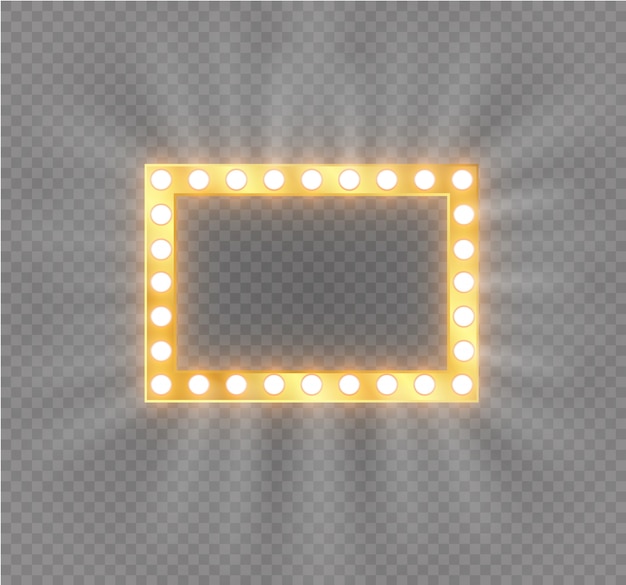 Makeup mirror isolated with gold lights. 