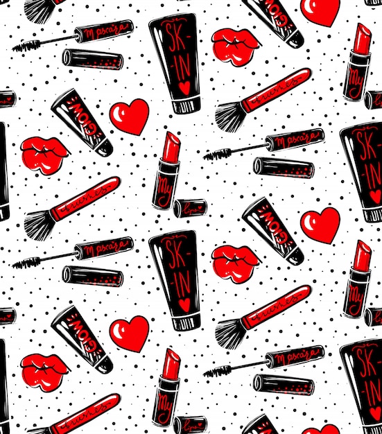 Vector makeup seamless pattern.