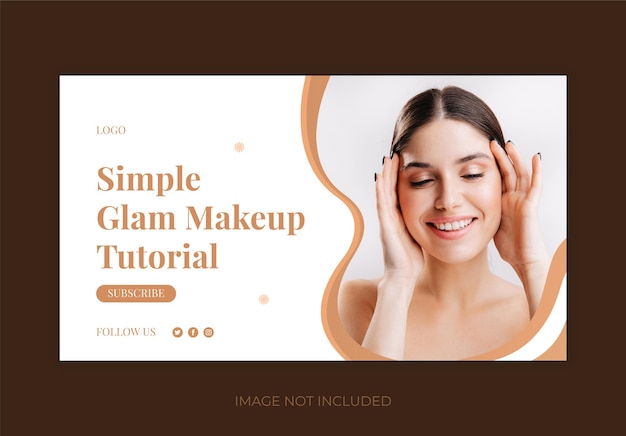 Makeup tutorial youtube thumbnail or simple makeup video thumbnail template