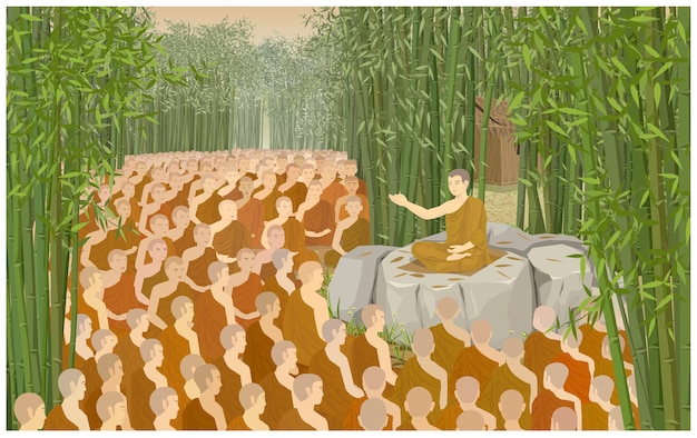 ベクトル makha bucha dayは仏教徒にとって重要な一日です。