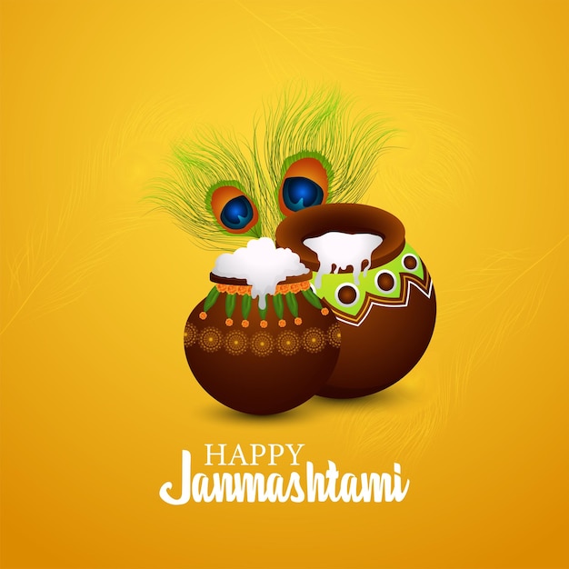 Makhan voor een gelukkige Janmashtami achtergrond Creatief