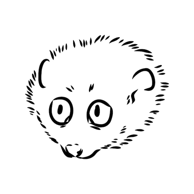 Maki loris op een boom vectorillustratie, hand getrokken schets, zwart-wit. inkt pen schattig lori chinees dier zittend op een boom. lori dieren vector schets