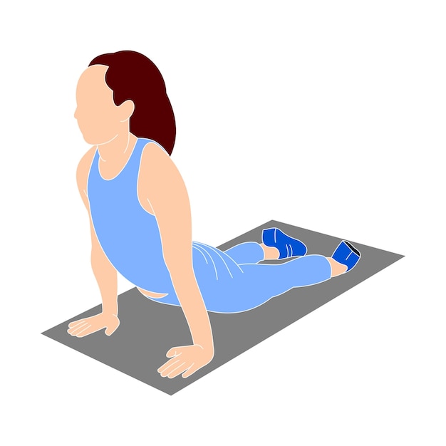 Making cobra pose on yoga mat